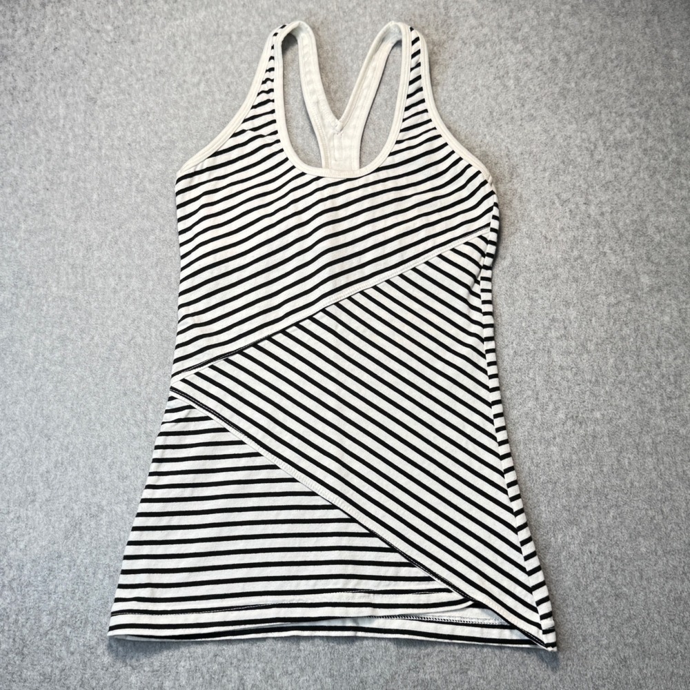 Hard Tail Forever Womens Black White Striped Racerback Tank Top BMS-09 Small USA